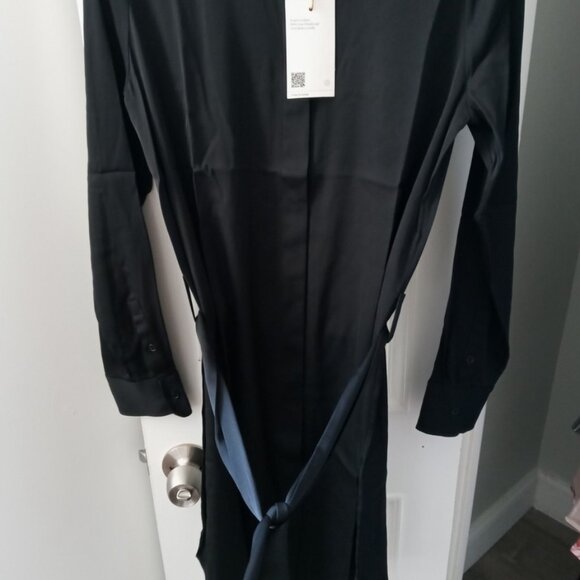NWT Quince Washable Stretch Silk Shirt Dress. Medium. Black. Perfect Condition. - Picture 6 of 16